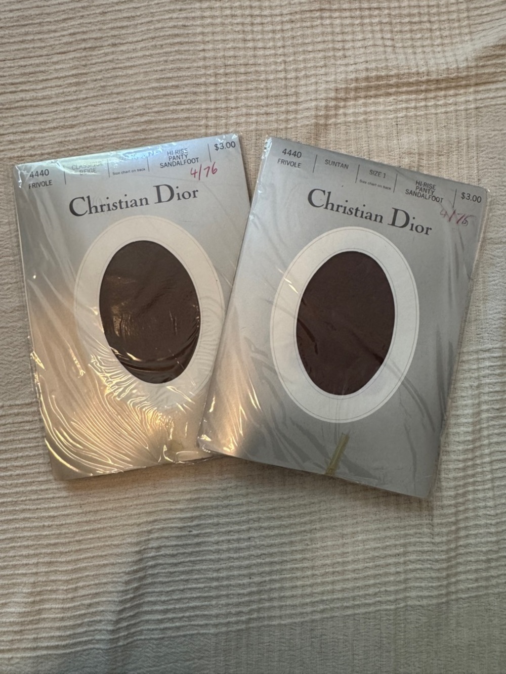 Vintage Dior 1970s Vintage Sheer Hosiery - Suntan and Classic Beige Small NOS